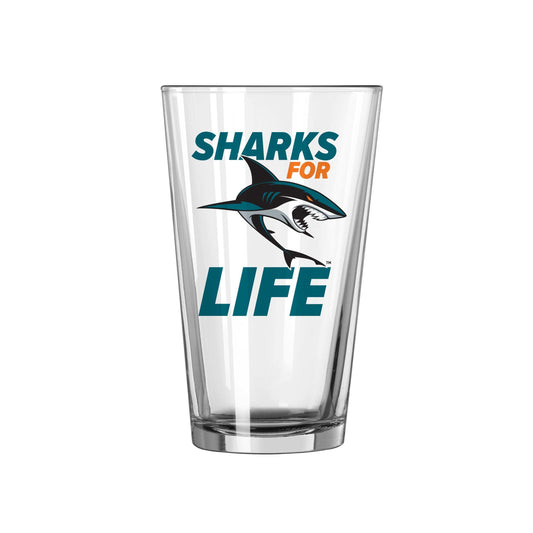 San Jose Sharks 16oz Slogan Pint Glass - Logo Brands - Flyclothing LLC