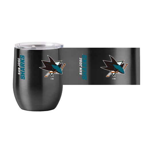San Jose Sharks 16oz Gameday Stainless Curved Beverage - Logo Brands - Flyclothing LLC