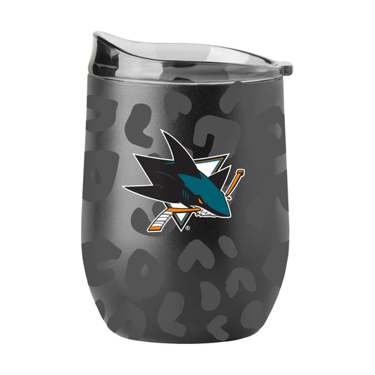 San Jose Sharks Leopard 16oz Black Powdercoat Curved Beverage - Logo Brands - Flyclothing LLC