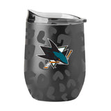 San Jose Sharks Leopard 16oz Black Powdercoat Curved Beverage - Logo Brands - Flyclothing LLC