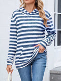 Striped Dropped Shoulder Hoodie - Trendsi - Flyclothing LLC