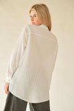 Davi & Dani Crinkled Jacquard Button Down Shirt - Trendsi - Flyclothing LLC