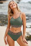 Leopard Trim Scoop Neck Bikini Set - Trendsi - Flyclothing LLC