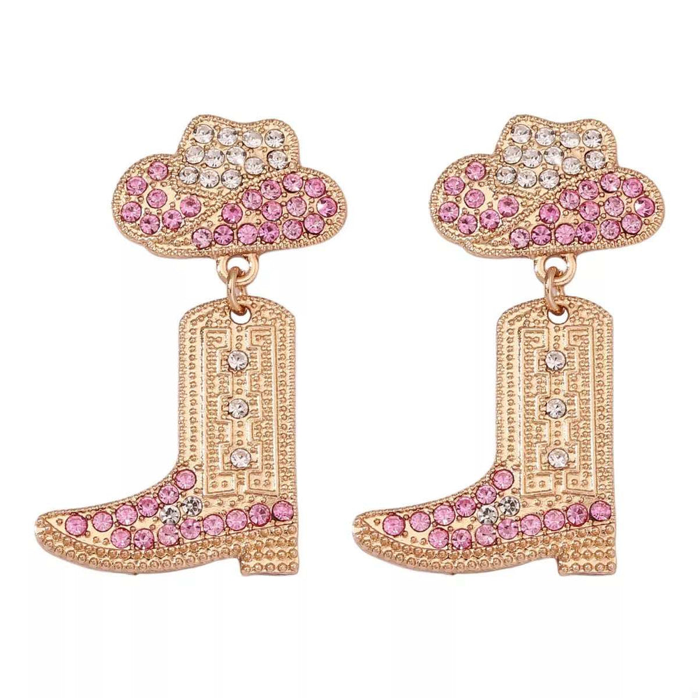 Rhinestone Cowboy Boot Dangle Earrings - Trendsi - Flyclothing LLC