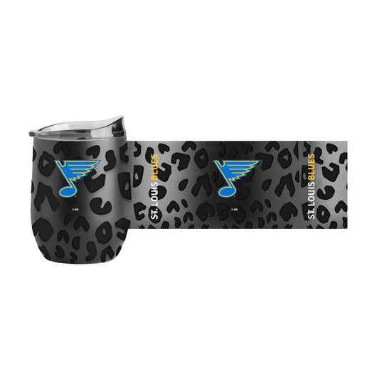 St. Louis Blues Leopard 16oz Black Powdercoat Curved Beverage - Logo Brands - Flyclothing LLC