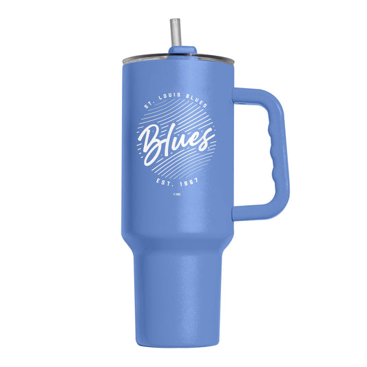 St. Louis Blues 40oz Retro Script Powder Coat Tumbler - Logo Brands - Flyclothing LLC
