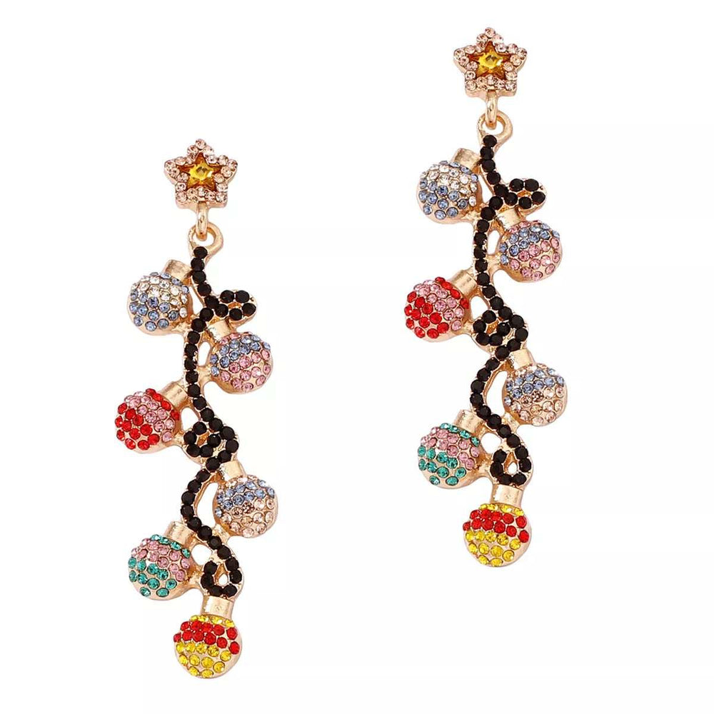 Christmas 18K Gold-Plated Rhinestone Earrings - Trendsi - Flyclothing LLC