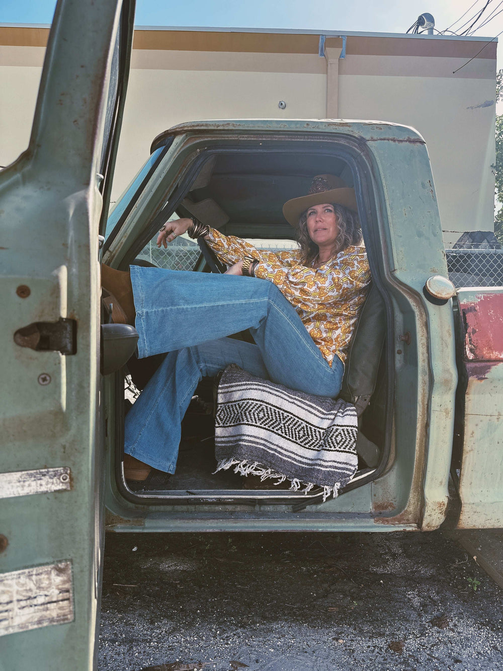 Streets Of Gold Golden Yellow Tulip Flower Pouf Sleeve Button Up Blouse - Lil Bee's Bohemian - Flyclothing LLC