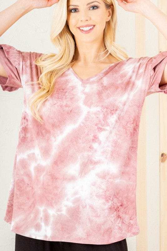 Heimish Full Size Ruffled Sleeve Tie Dye Top Plus Size - Trendsi - Flyclothing LLC