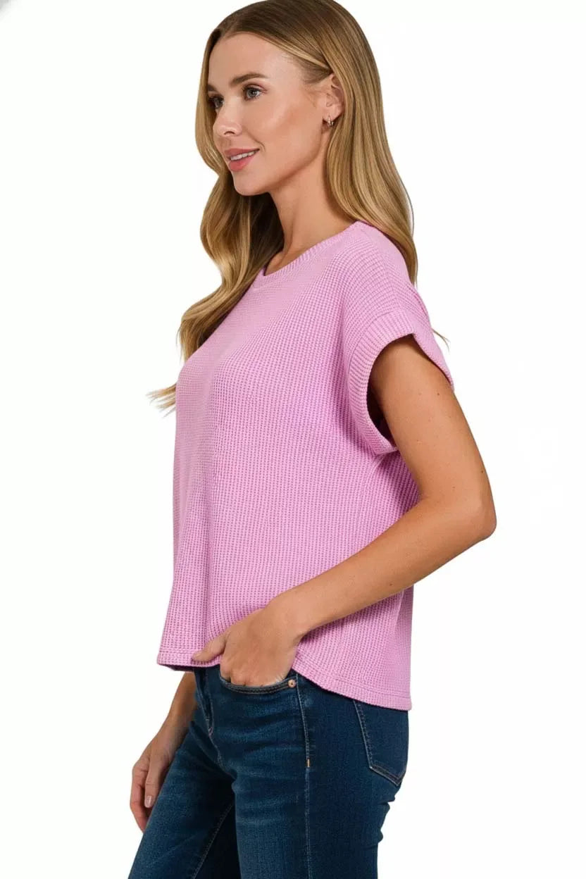 Zenana Short Sleeve Crew Neck Sweater - Trendsi - Flyclothing LLC
