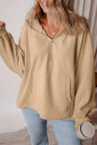 Pocketed Half Zip Dropped Shoulder Hoodie - Trendsi - Flyclothing LLC