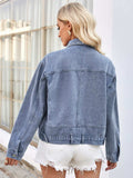 Studded Long Sleeve Denim Jacket - Trendsi - Flyclothing LLC