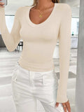 V-Neck Long Sleeve T-Shirt - Trendsi - Flyclothing LLC