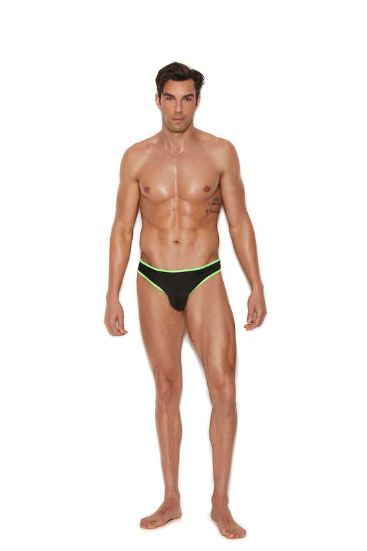 Elegant Moments Black Men's Thong W/ Neon Green Trim 82925 - Elegant Moments - Flyclothing LLC