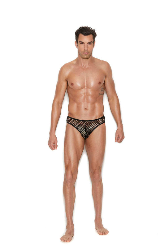 Elegant Moments Black Men's Fishnet Thong Back Brief 82928 - Elegant Moments - Flyclothing LLC