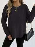 Textured Knit Relaxed Fit Round Neck Sweater - Trendsi - Flyclothing LLC