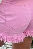 Raw Hem High Waist Denim Shorts - Trendsi - Flyclothing LLC