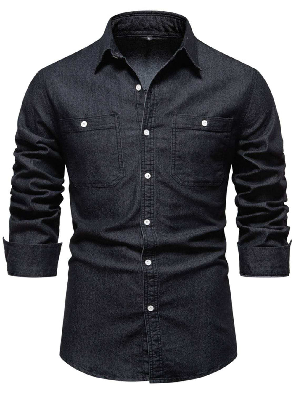 Men's Collared Neck Long Sleeve Denim Shirt - Trendsi - Flyclothing LLC