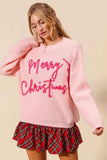 SO ME Merry Christmas Tinsel Lettering Sweater - Trendsi - Flyclothing LLC