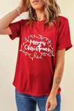 MERRY CHRISTMAS Round Neck Short Sleeve T-Shirt - Trendsi - Flyclothing LLC