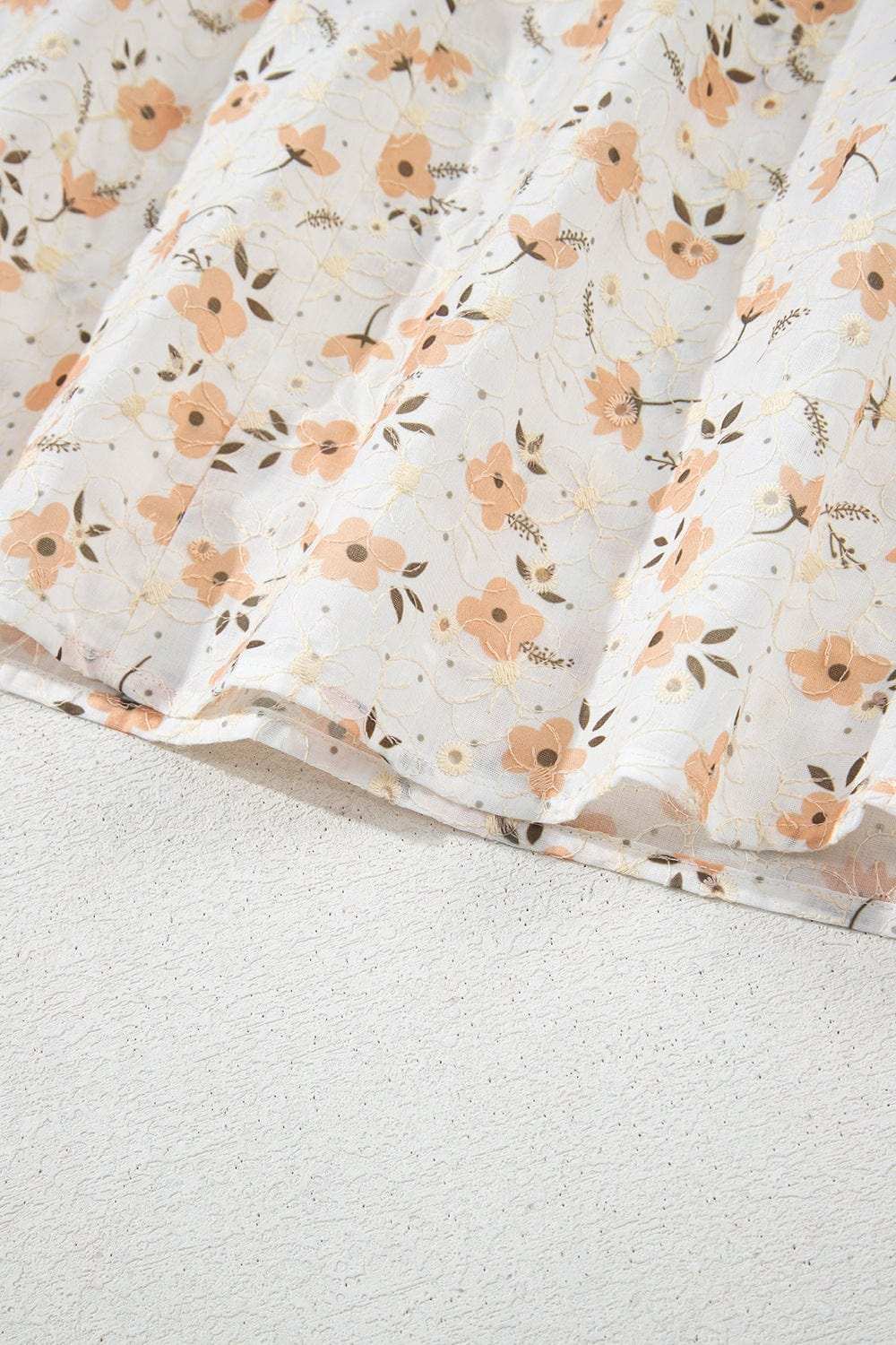 Frill Printed Notched Short Sleeve Blouse - Trendsi - Flyclothing LLC