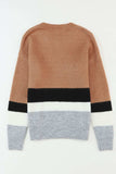 Color Block Round Neck Dropped Shoulder Sweater - Trendsi - Flyclothing LLC