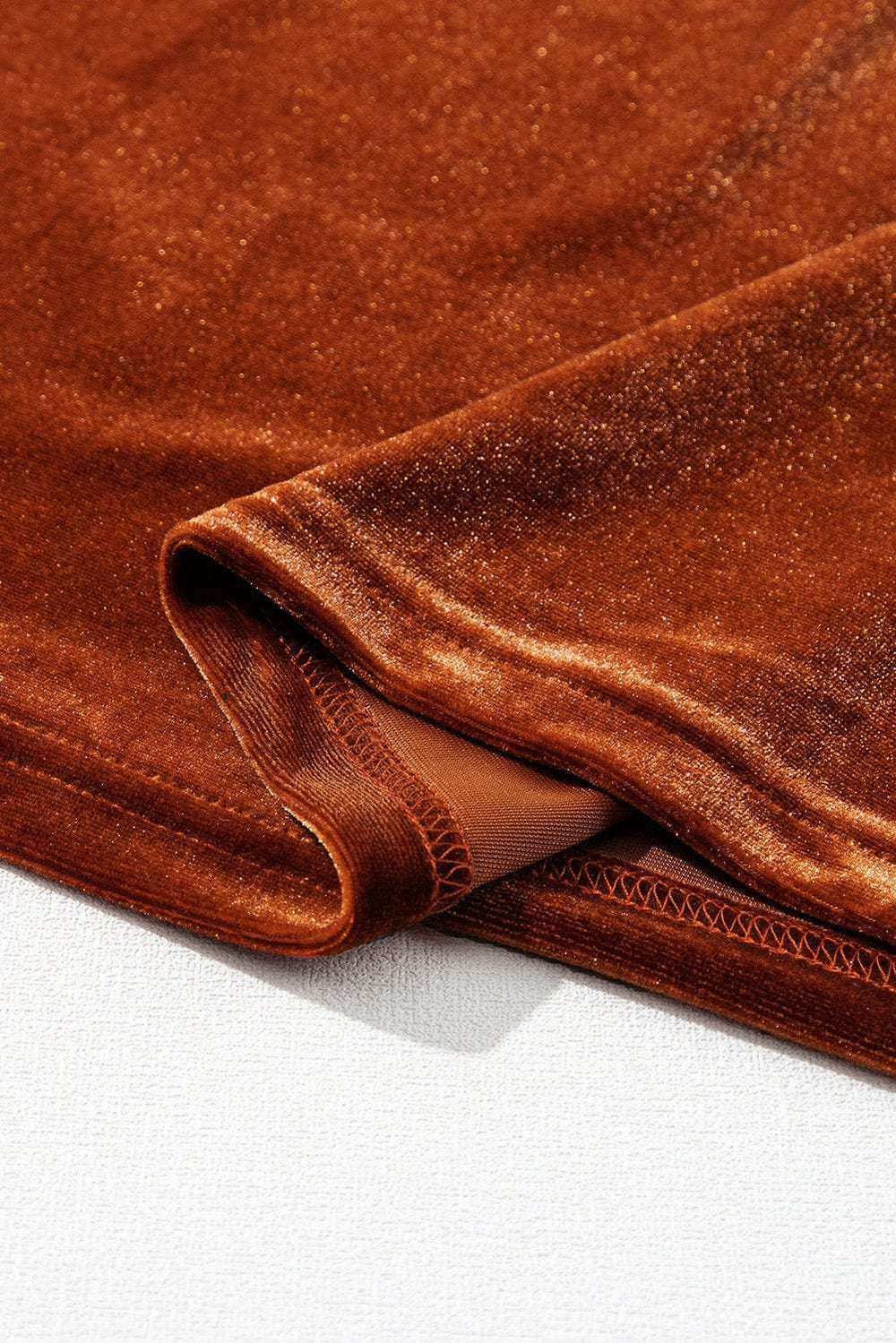 Notched Long Sleeve Velvet Top - Trendsi - Flyclothing LLC