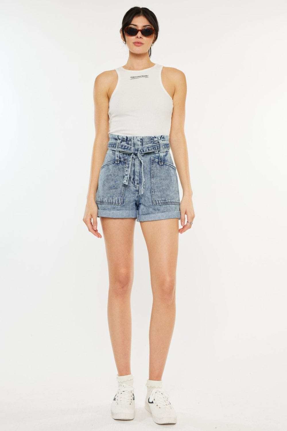 Kancan Ultra High Rise Paperbag Denim Shorts - Trendsi - Flyclothing LLC