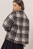HYFVE Plaid Collared Neck Boucle Jacket with Pockets - Trendsi - Flyclothing LLC