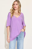 Basic Bae Full Size Bamboo V-Neck Drop Shoulder T-Shirt - Trendsi - Flyclothing LLC
