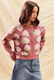 SO ME Strawberry Fruit All Over Button Sweater Cardigan - Trendsi - Flyclothing LLC