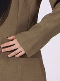 Contrast Lapel Collar Long Sleeve Blazer - Trendsi - Flyclothing LLC