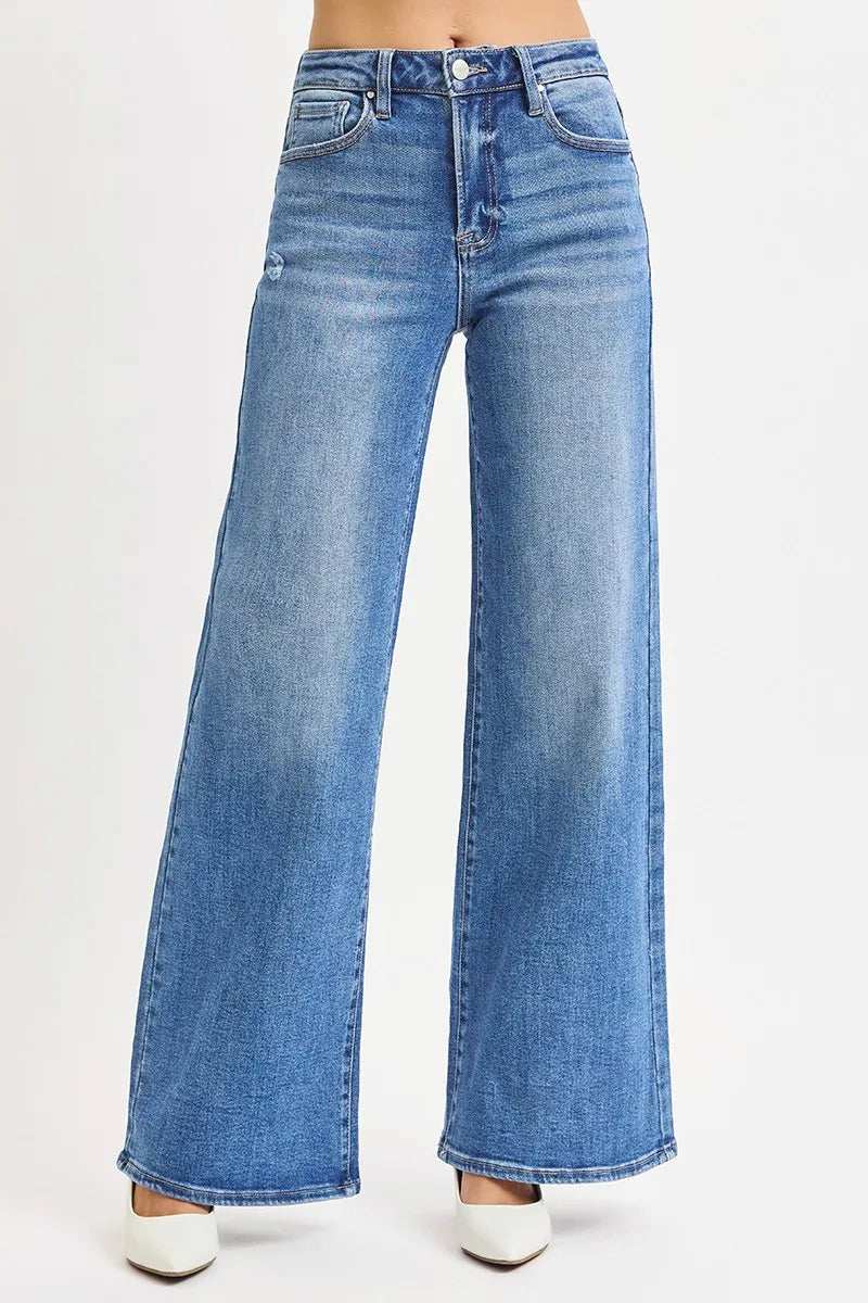 RISEN Full Size High Rise Wide Leg Jeans Plus Size - Trendsi - Flyclothing LLC