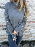 Full Size Turtleneck Long Sleeve Sweater Plus Size - Trendsi - Flyclothing LLC