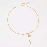 18K Gold-Plated Cross Necklace - Trendsi - Flyclothing LLC