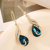 18K Gold-Plated Peacock Teardrop Earrings - Trendsi - Flyclothing LLC