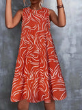 Printed Round Neck Sleeveless Dress - Trendsi - Flyclothing LLC