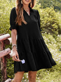 Johnny Collar Short Sleeve Mini Dress - Trendsi - Flyclothing LLC