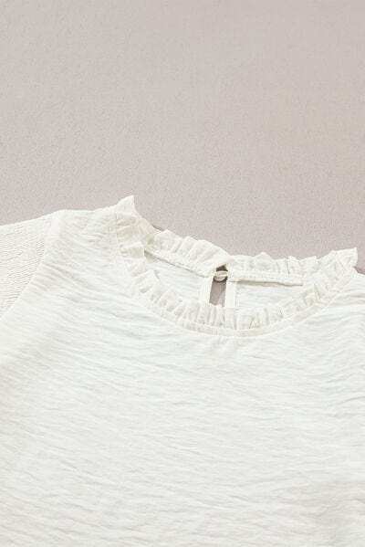 Frill Mock Neck Ruffled Balloon Sleeve Blouse - Trendsi - Flyclothing LLC