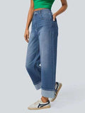 High Rise Rolled Straight Leg Jeans - Trendsi - Flyclothing LLC