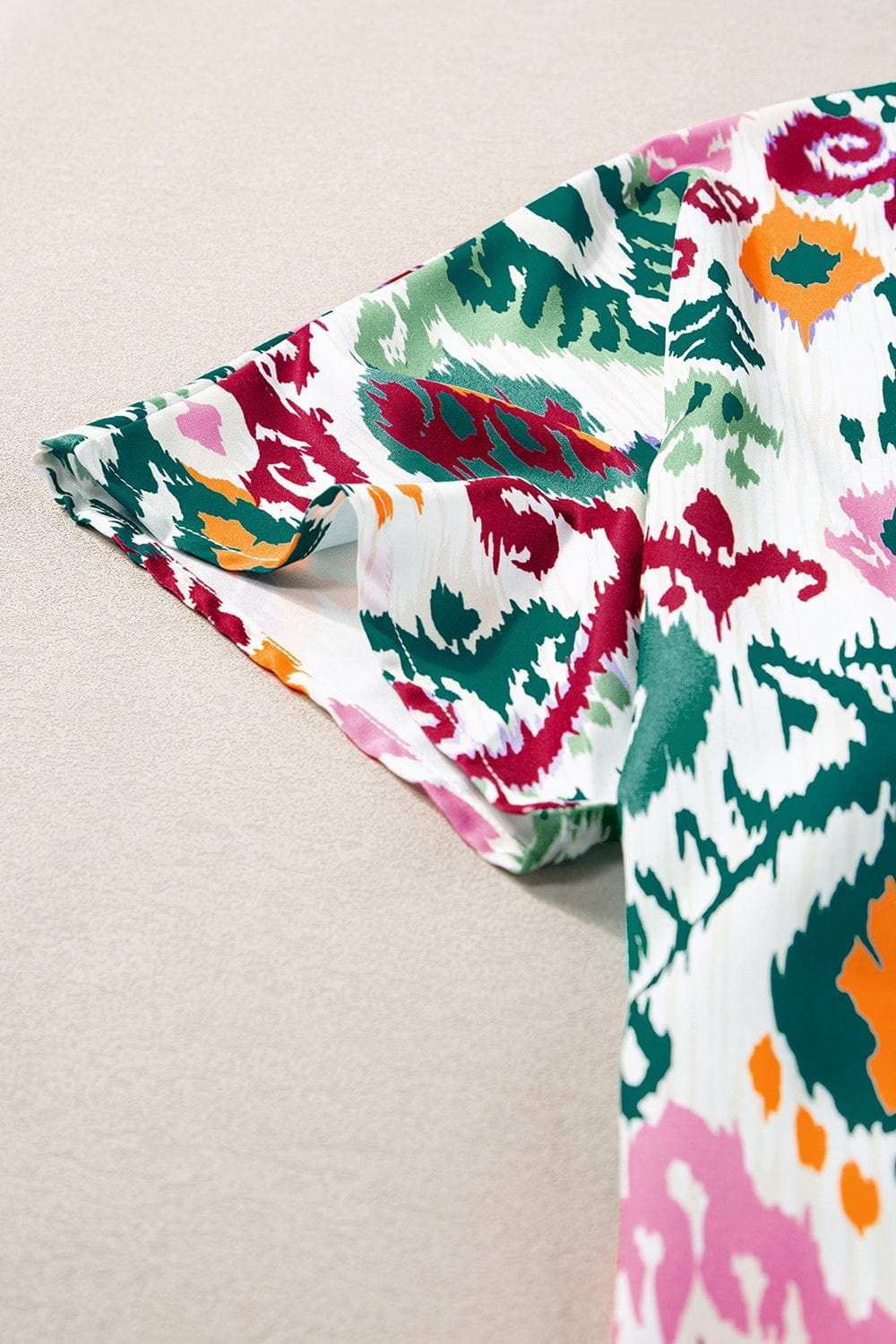 Printed Mock Neck Half Sleeve Blouse - Trendsi - Flyclothing LLC