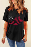 US Flag Round Neck Short Sleeve T-Shirt - Trendsi - Flyclothing LLC