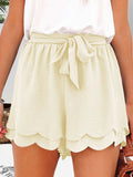 Tied Layered Scalloped Hem Shorts - Trendsi - Flyclothing LLC