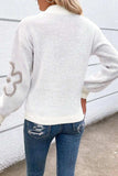 Flower Half Zip Dropped Shoulder Sweater - Trendsi - Flyclothing LLC