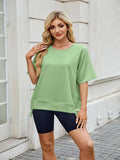 Round Neck Short Sleeve T-Shirt - Trendsi - Flyclothing LLC