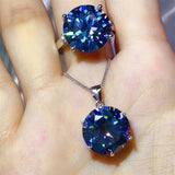 10 Carat Moissanite 925 Sterling Silver Ring and Necklace Set - Trendsi - Flyclothing LLC