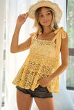 BiBi Floral Lace Tiered Top with Shoulder Ribbon Tied - Trendsi - Flyclothing LLC