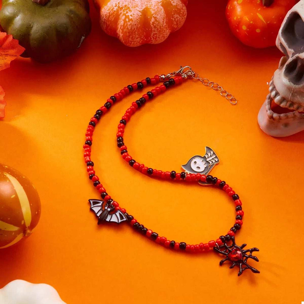 Halloween Spider Web Beaded Necklace - Trendsi - Flyclothing LLC