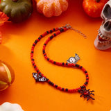 Halloween Spider Web Beaded Necklace - Trendsi - Flyclothing LLC