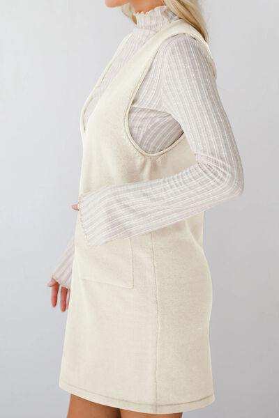 Lovelet Pocketed V-Neck Mini Sweater Overall Dress - Trendsi - Flyclothing LLC